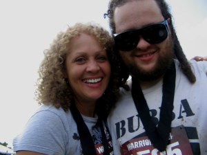 My son Simon and I after The Warrior Dash in July 2009