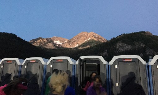 sunrise over portapotties